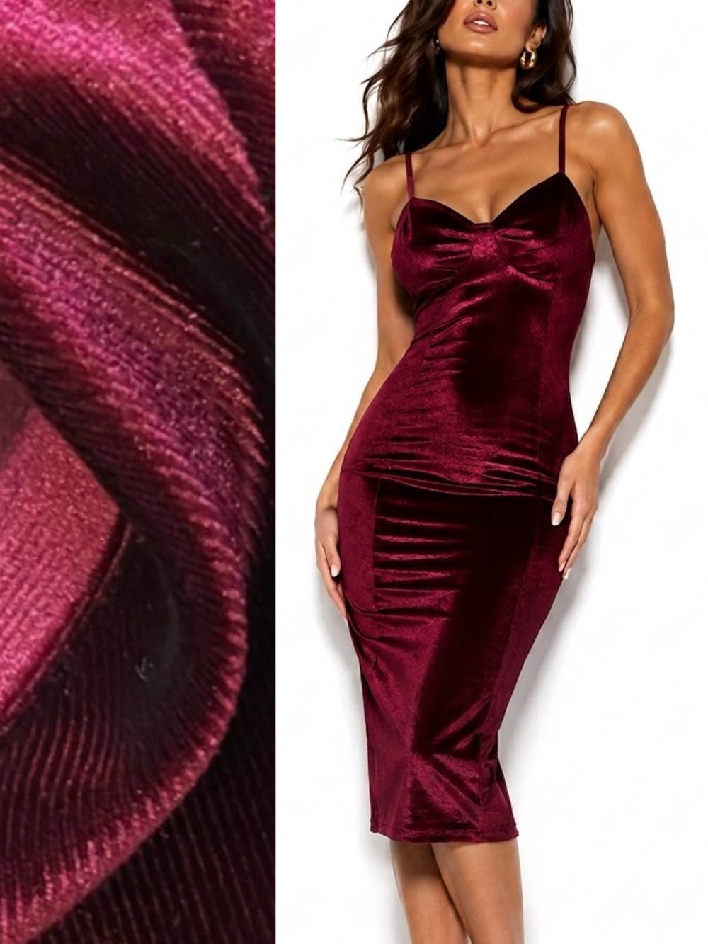Bebe Corset Bustier Stretch Velvet Slipdress Size Small Burgundy Midi Dress Y2K